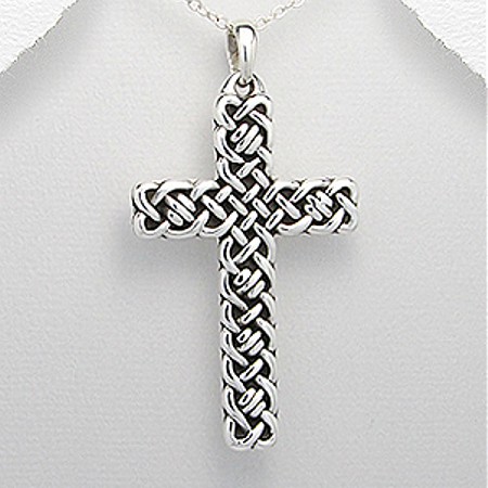 Sterling Silver Braided Celtic Cross - Click Image to Close